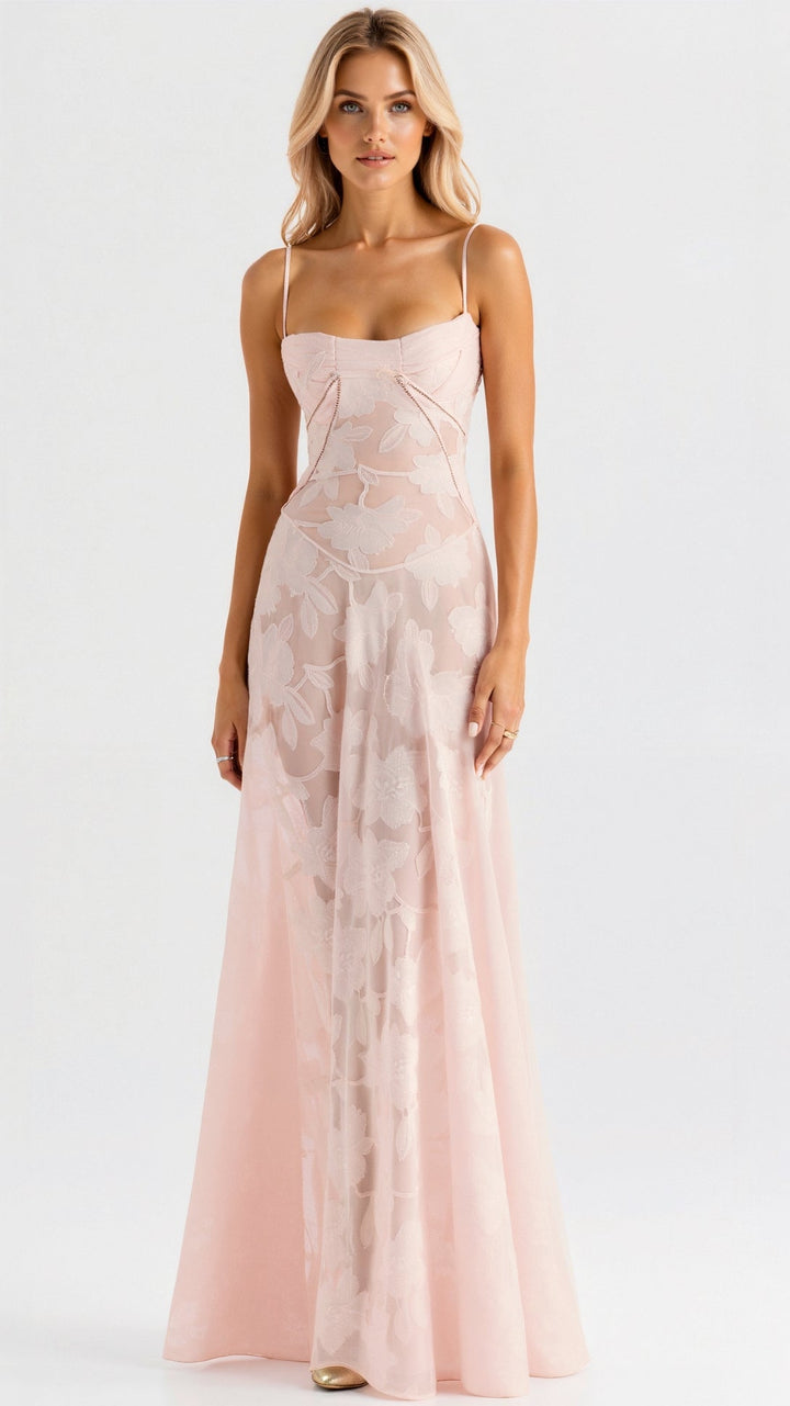 Clarissa - Elegant Long Dress With Back Lace Up