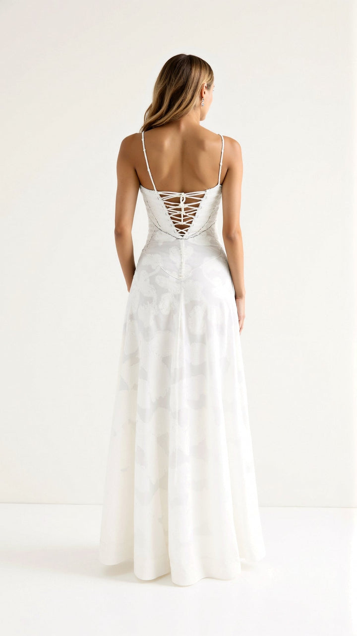 Clarissa - Elegant Long Dress With Back Lace Up