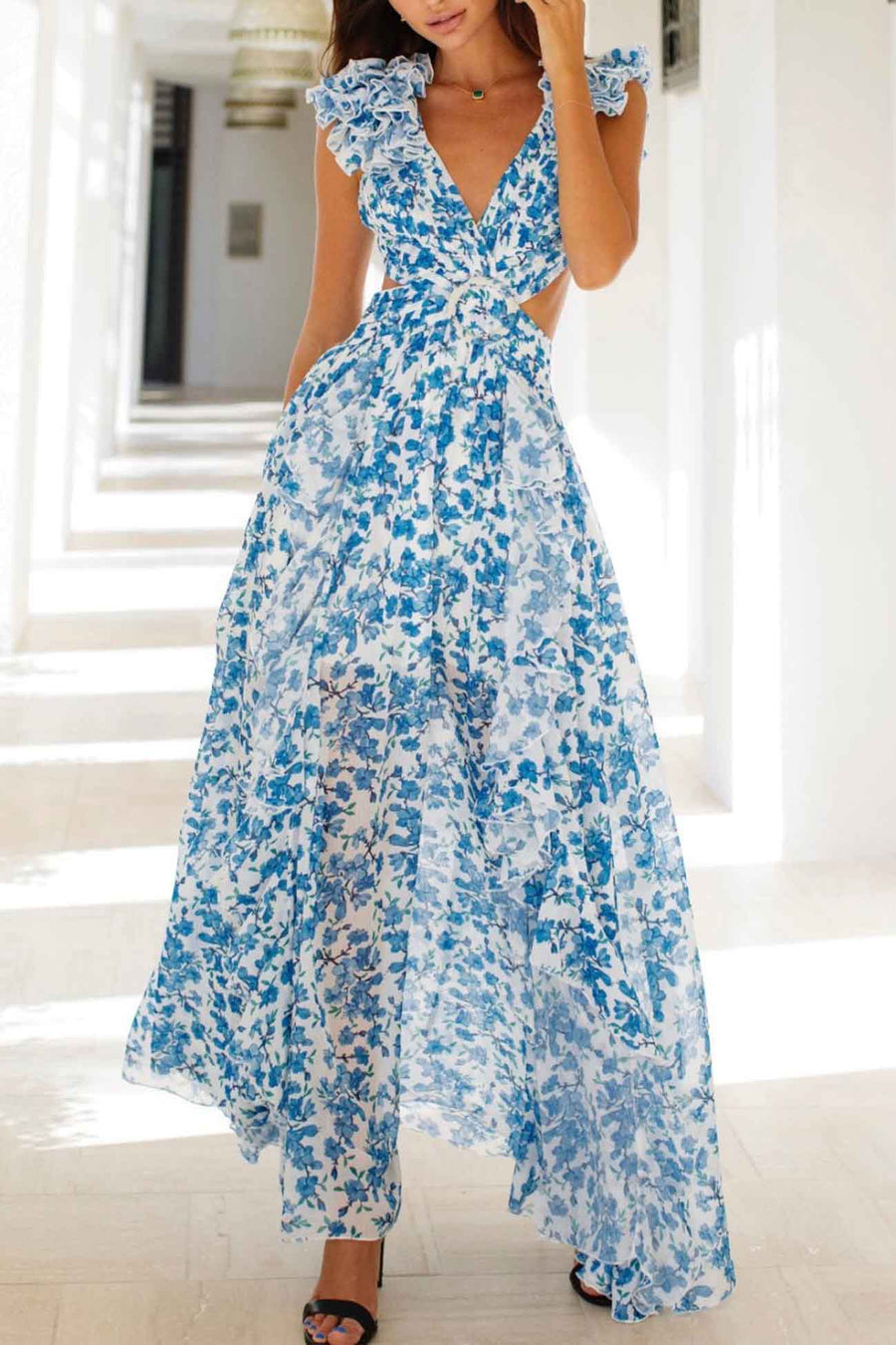 Tjitske - Long Dress With Cut Out Sleeves