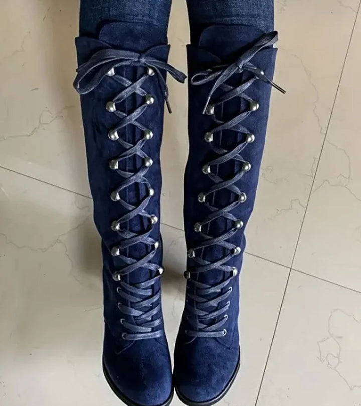 Asmita - Lace-Up High Heel Suede Boots