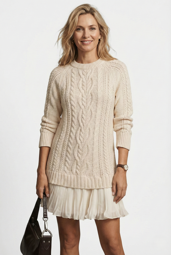 Raimorica - Knitted Sweater Dress With Cable Pattern