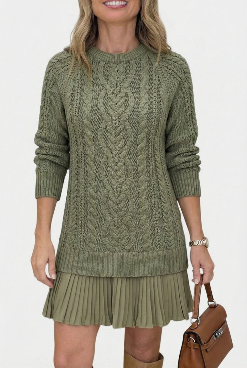 Raimorica - Knitted Sweater Dress With Cable Pattern