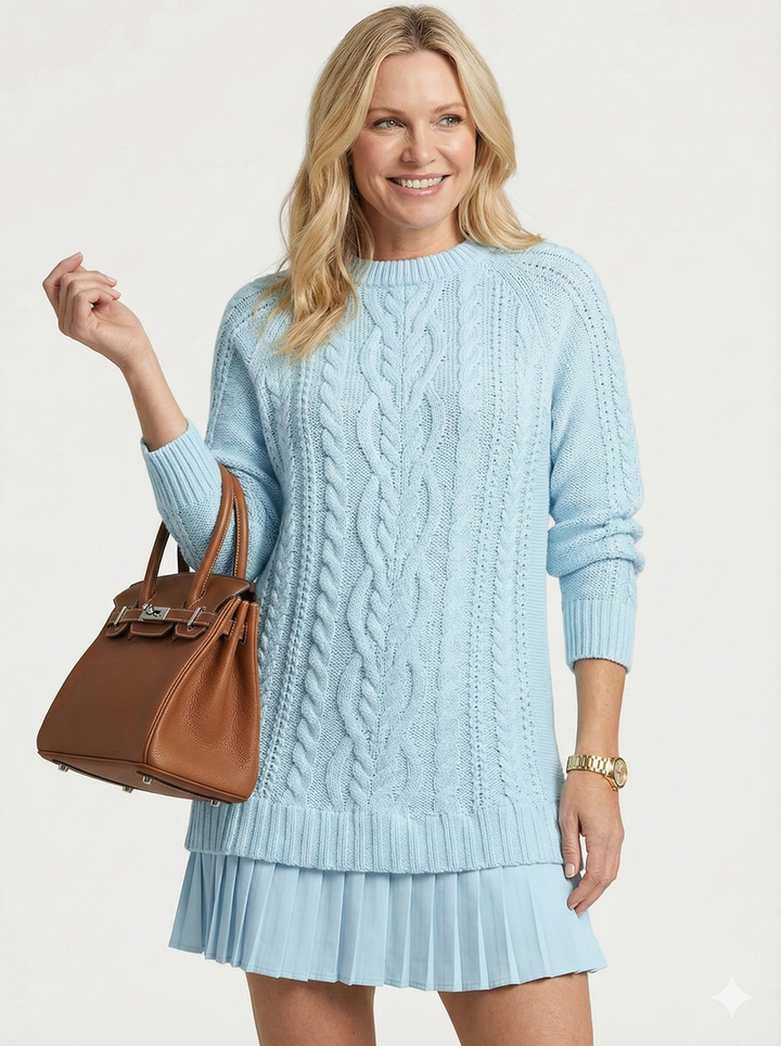 Raimorica - Knitted Sweater Dress With Cable Pattern