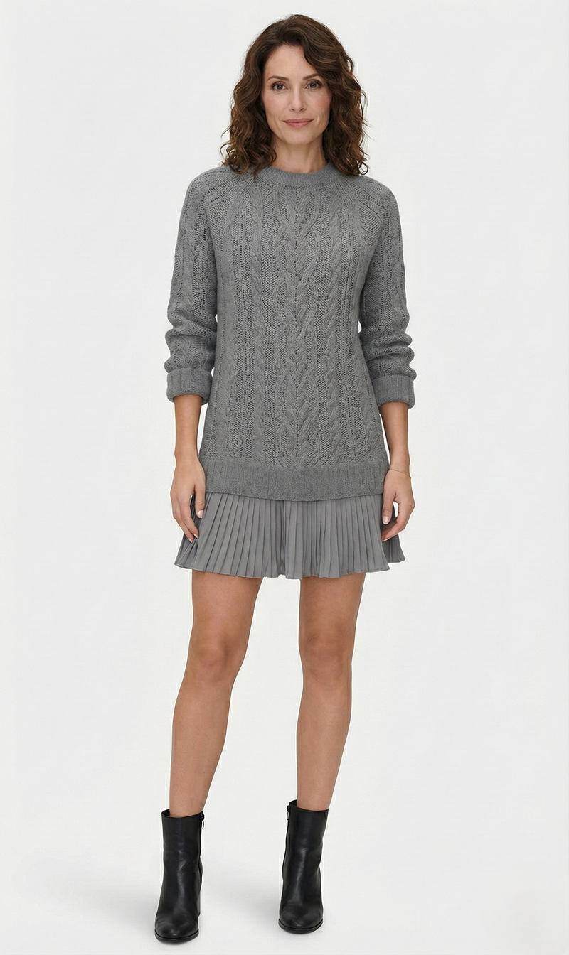 Raimorica - Knitted Sweater Dress With Cable Pattern