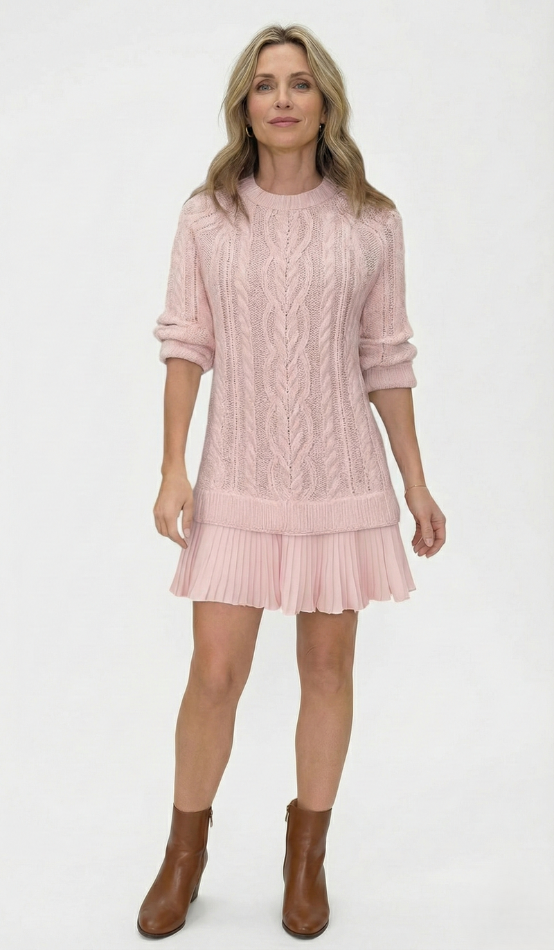 Raimorica - Knitted Sweater Dress With Cable Pattern