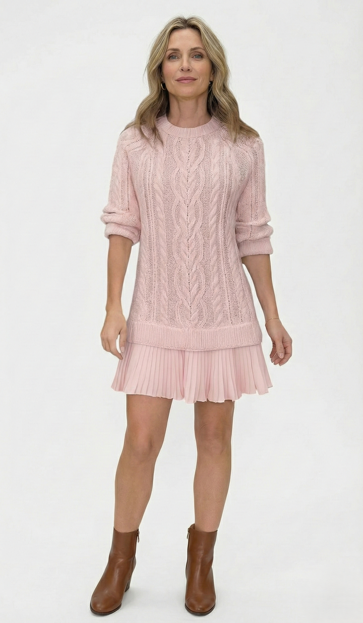 Raimorica - Knitted Sweater Dress With Cable Pattern