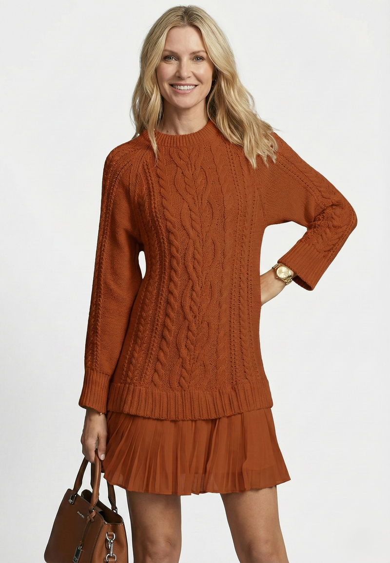 Raimorica - Knitted Sweater Dress With Cable Pattern
