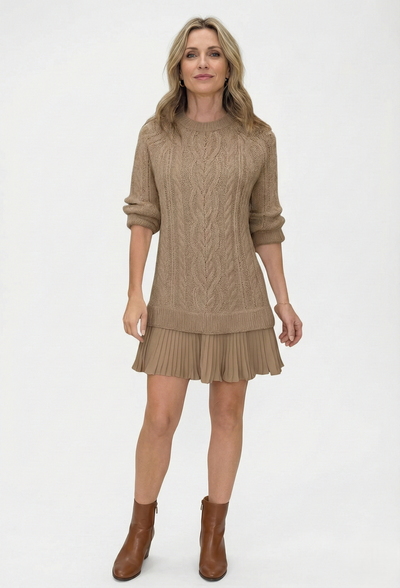 Raimorica - Knitted Sweater Dress With Cable Pattern