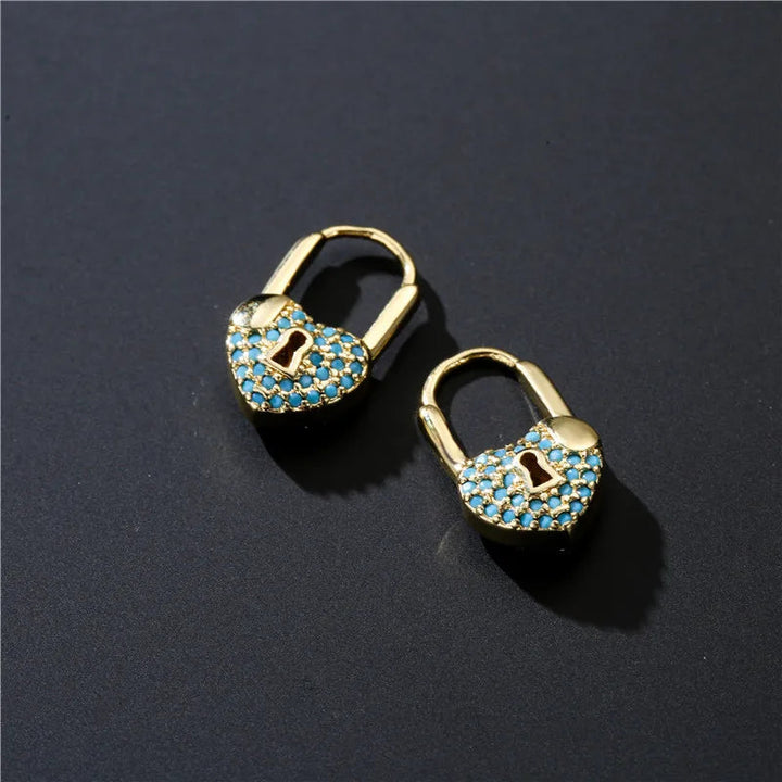 LuxeHeart - Heart Lock Hoop Earrings