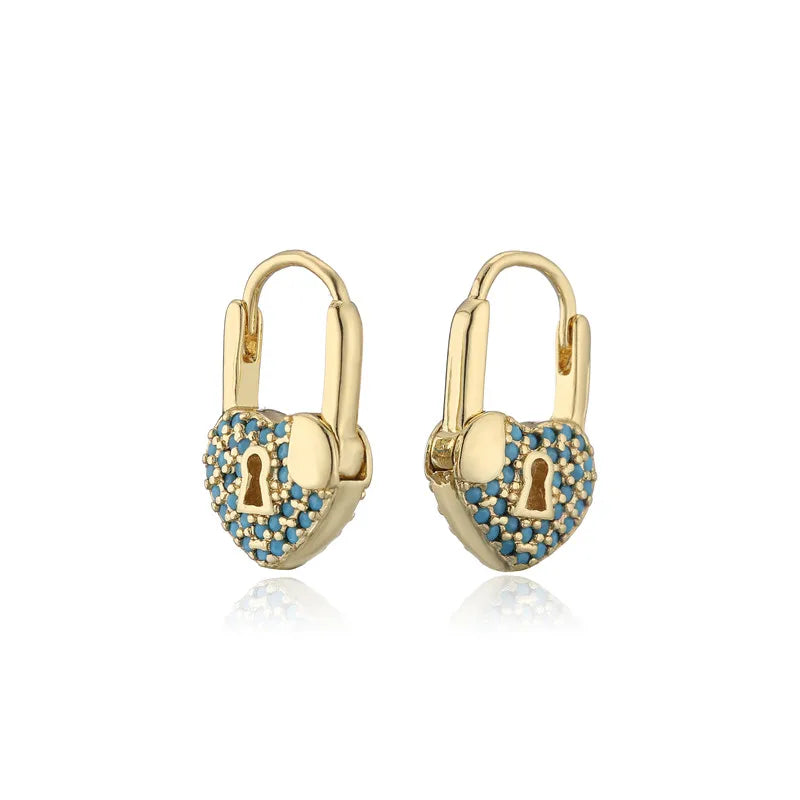 LuxeHeart - Heart Lock Hoop Earrings