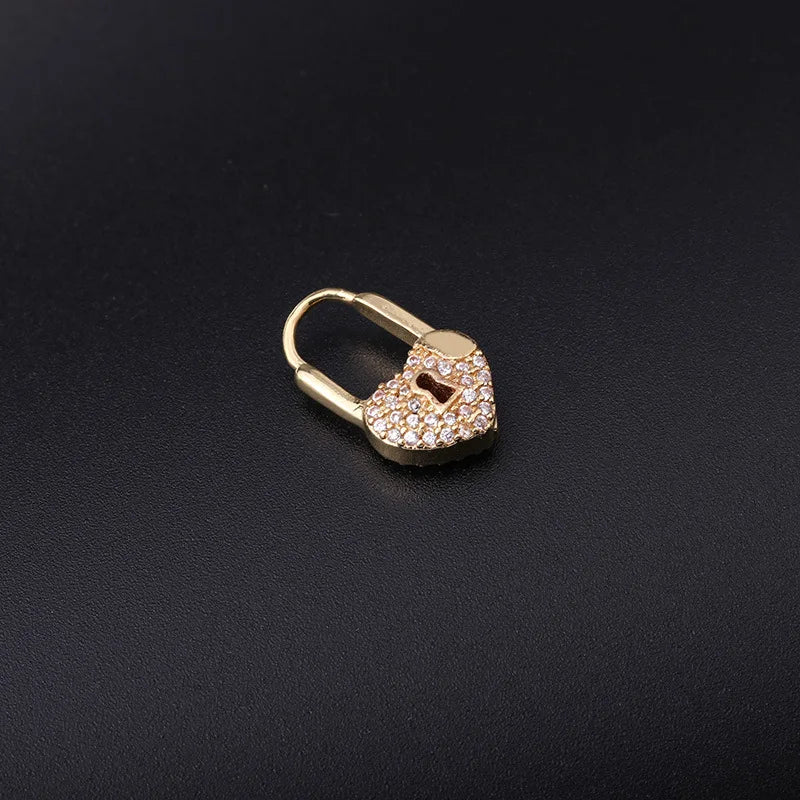 LuxeHeart - Heart Lock Hoop Earrings