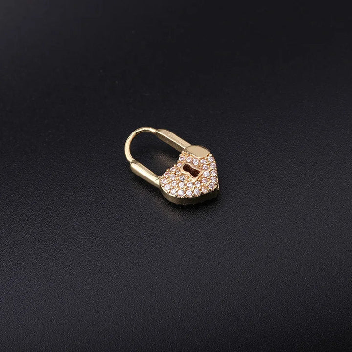 LuxeHeart - Heart Lock Hoop Earrings