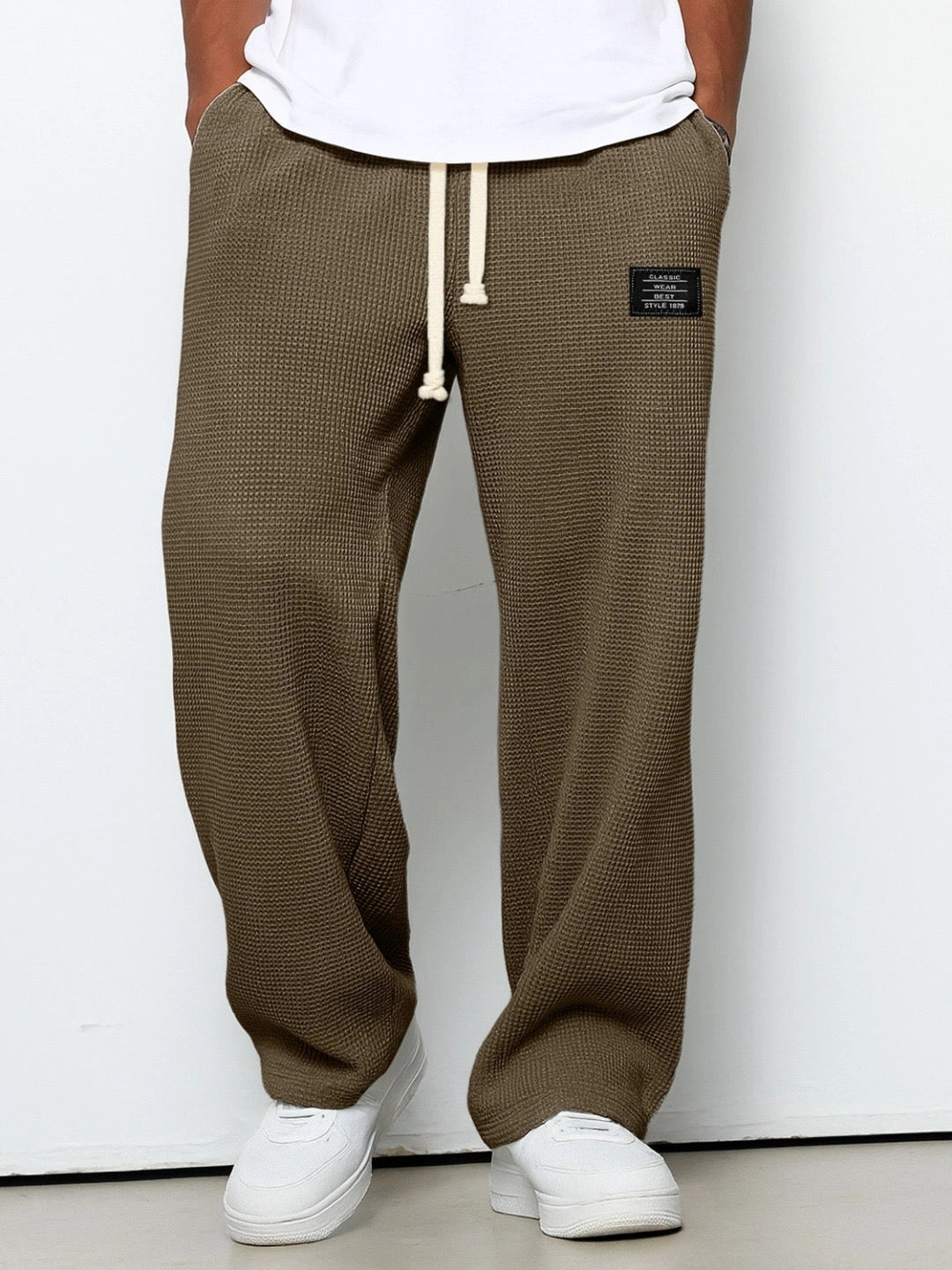 Deslan - Wide Legs Loose Pants With Adjustable Waist