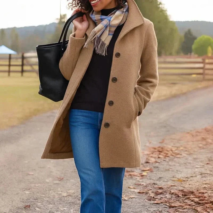 Zoraine - Long Sleeve Coat With Pockets