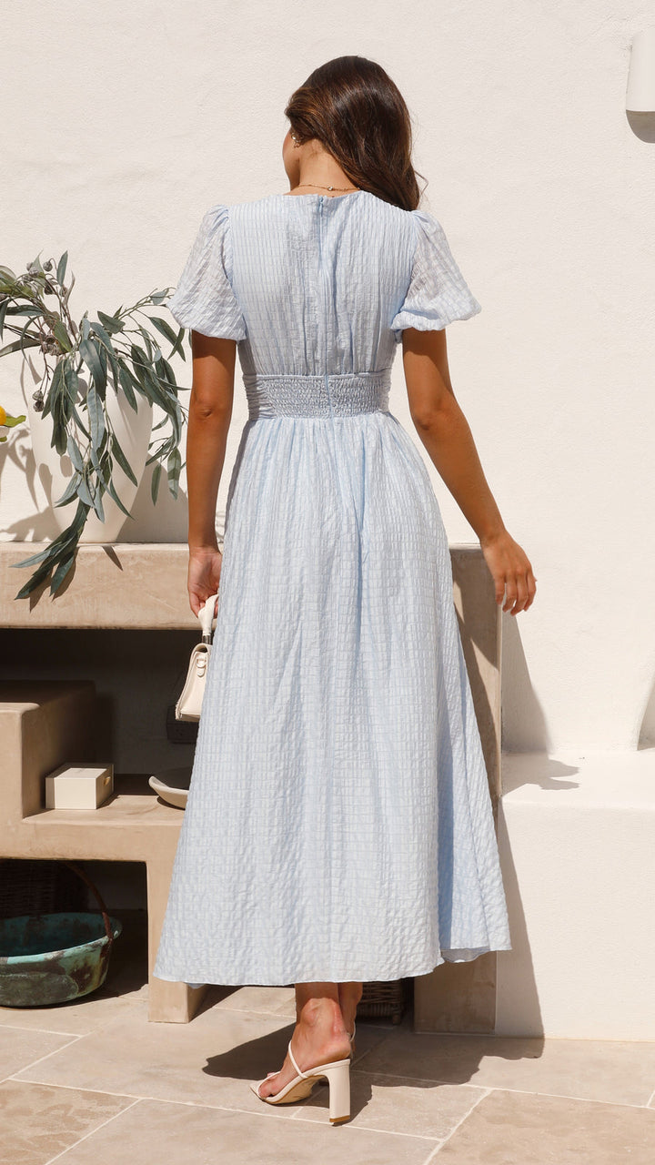 Sneja - Elegant Puff Sleeve Button Dress