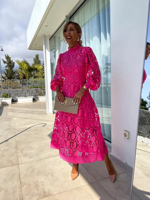Larena - Fashionable Midi Lace Dress