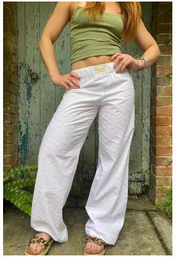 Evgenia - Wide Cut Lounge Pants With Elastic Waistband