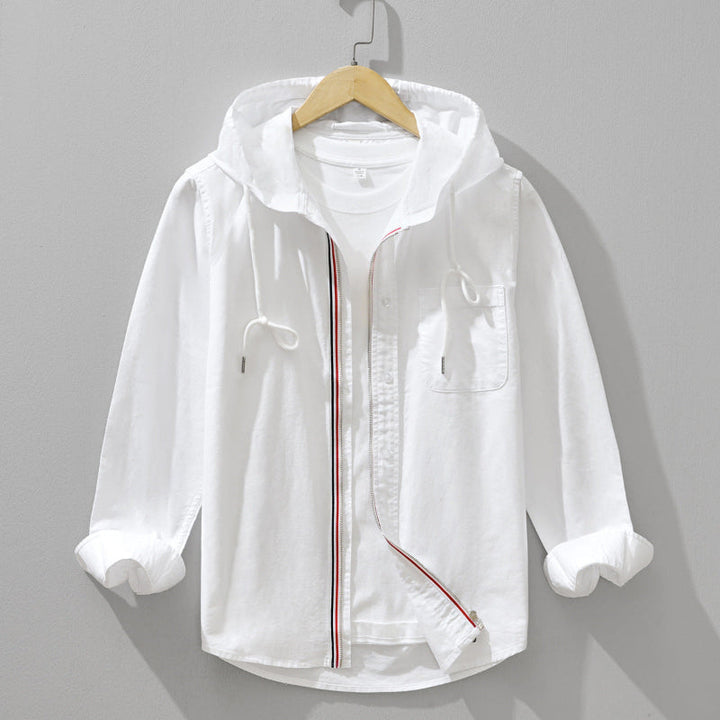 Vance - Linen Zipper Hoodie Shirt