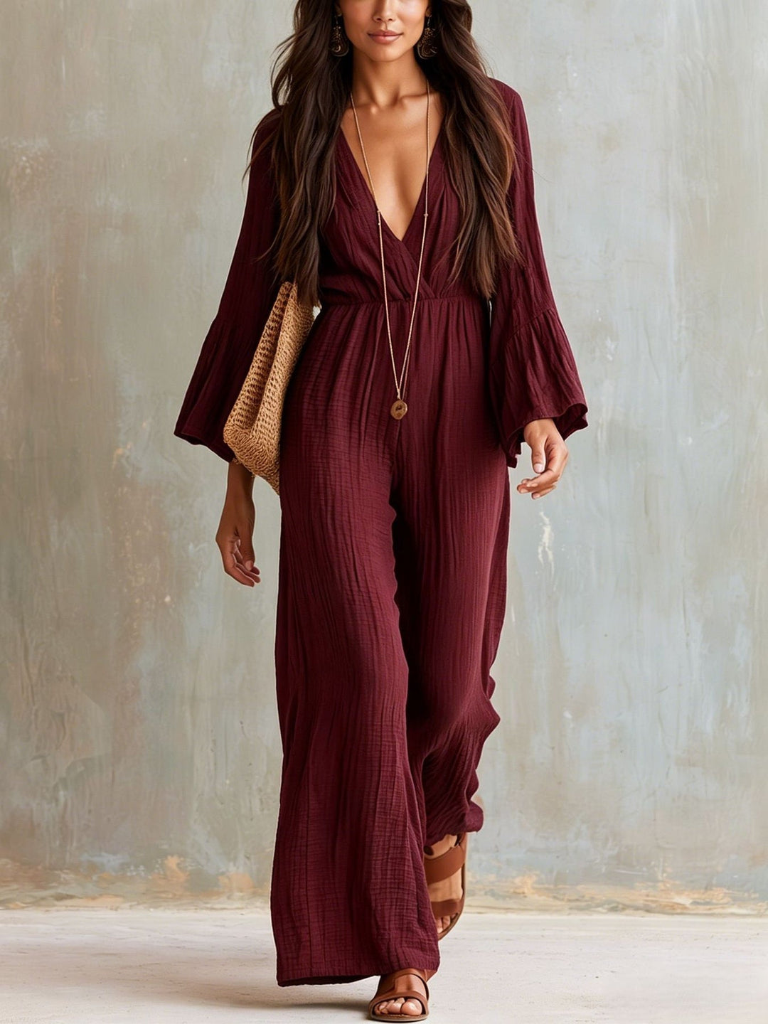 Magdlena - Airy Jumpsuit With V-Neck