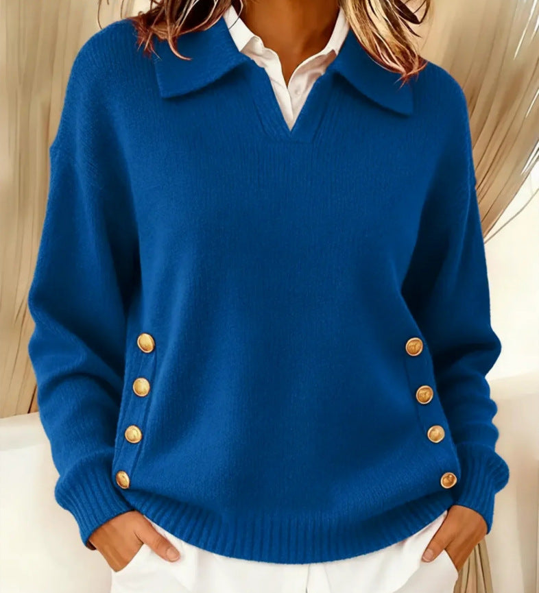Berilicia - Long Sleeve V-Neck Knitted Sweater