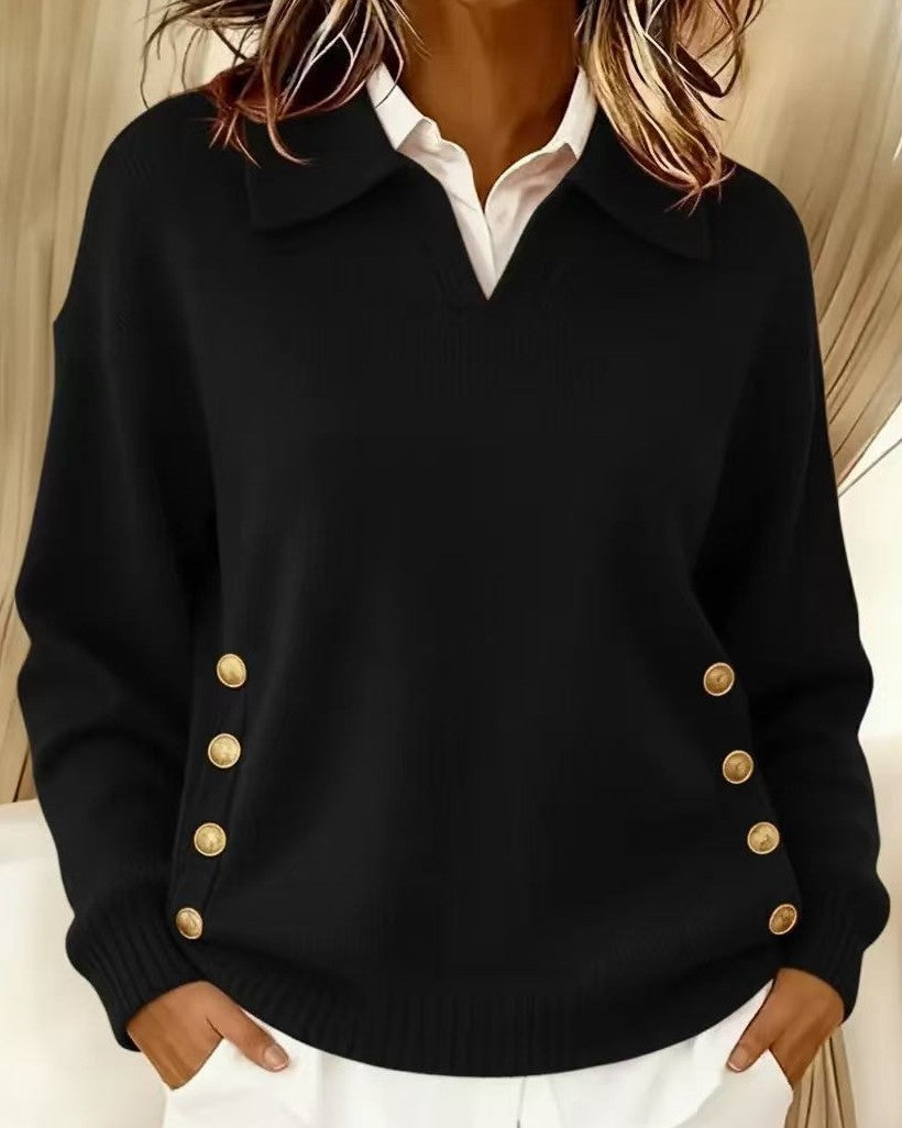 Berilicia - Long Sleeve V-Neck Knitted Sweater