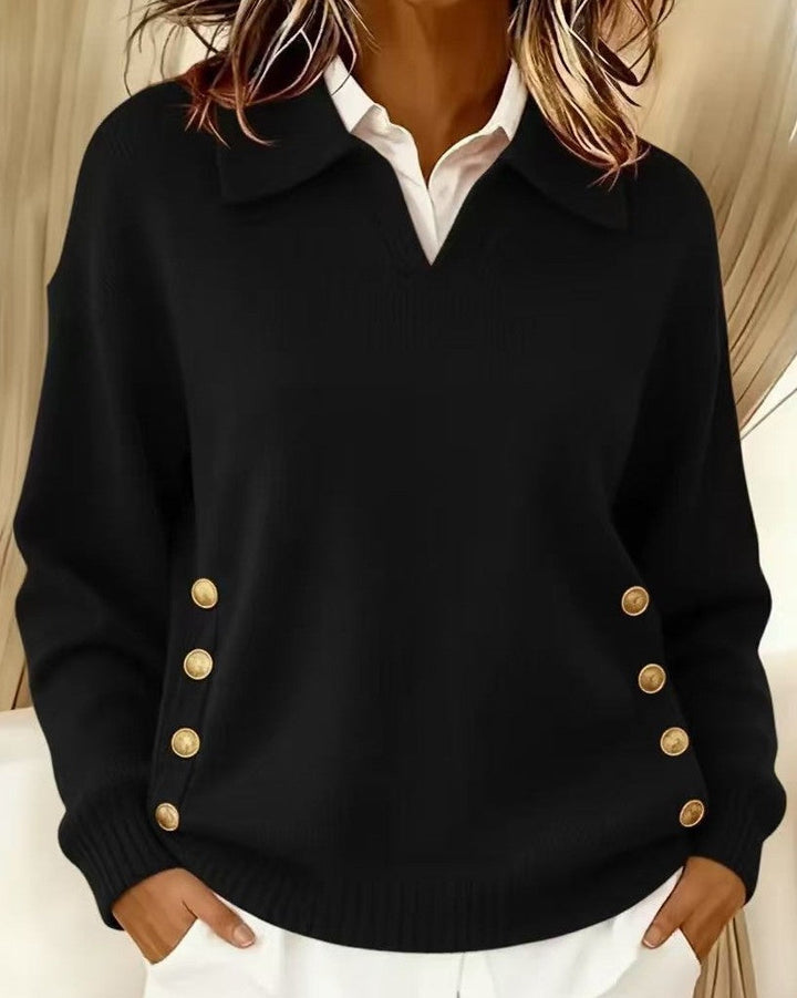Berilicia - Long Sleeve V-Neck Knitted Sweater