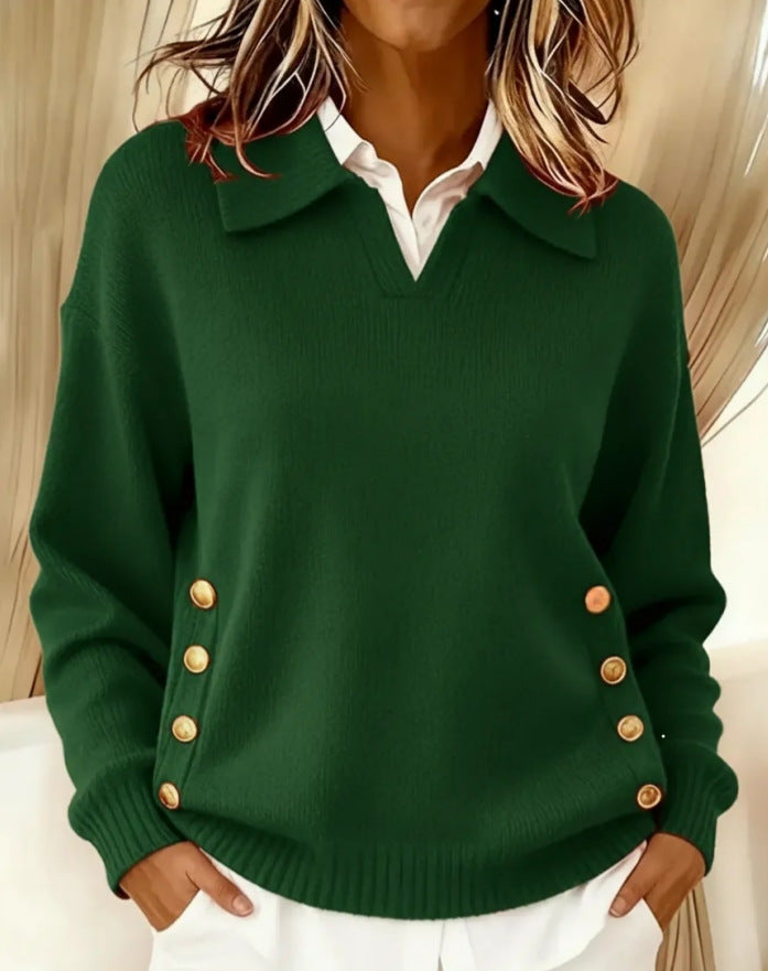 Berilicia - Long Sleeve V-Neck Knitted Sweater