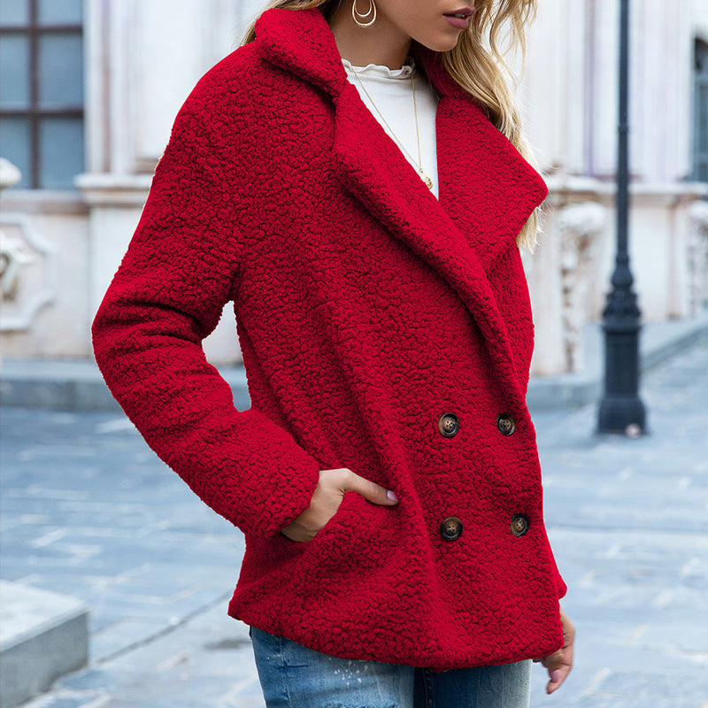 Mailys -  Lamb Fur Collar Teddy Coat