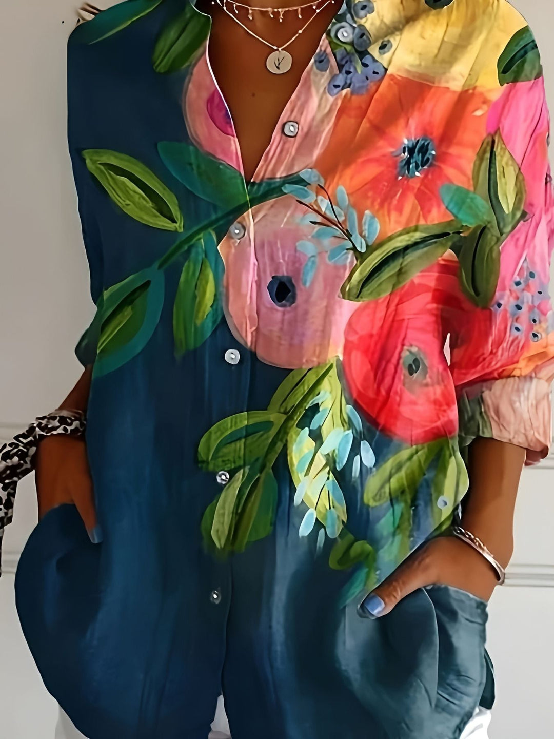 Fioralba - Long Sleeve Floral Print Shirt