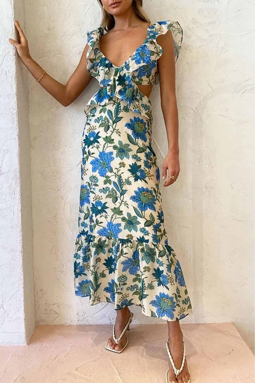 Braelynn - Elegant Long Sleeveless Dress With Ruffles
