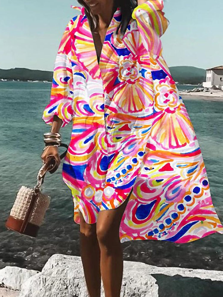 Calogera - Elegant Loose Fit Shirt Dress