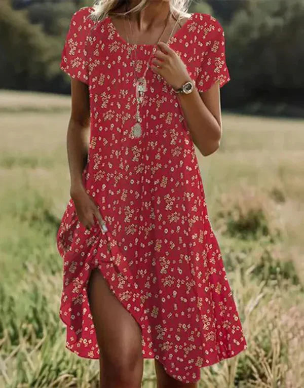 Giovana - Elegant Short Sleeve Midi Dress