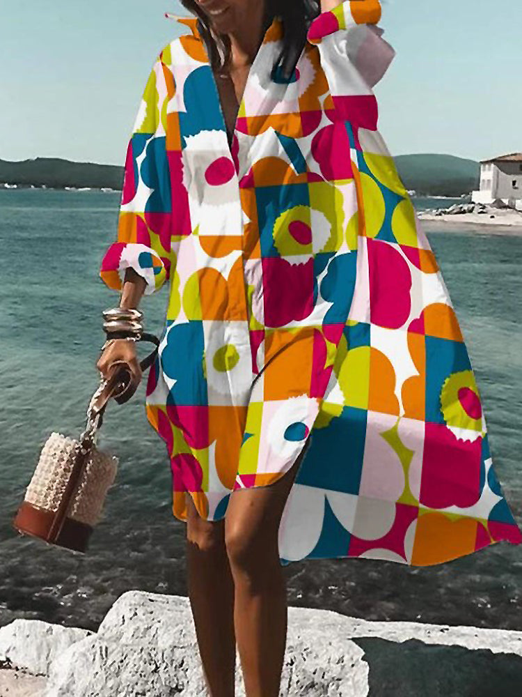 Calogera - Elegant Loose Fit Shirt Dress