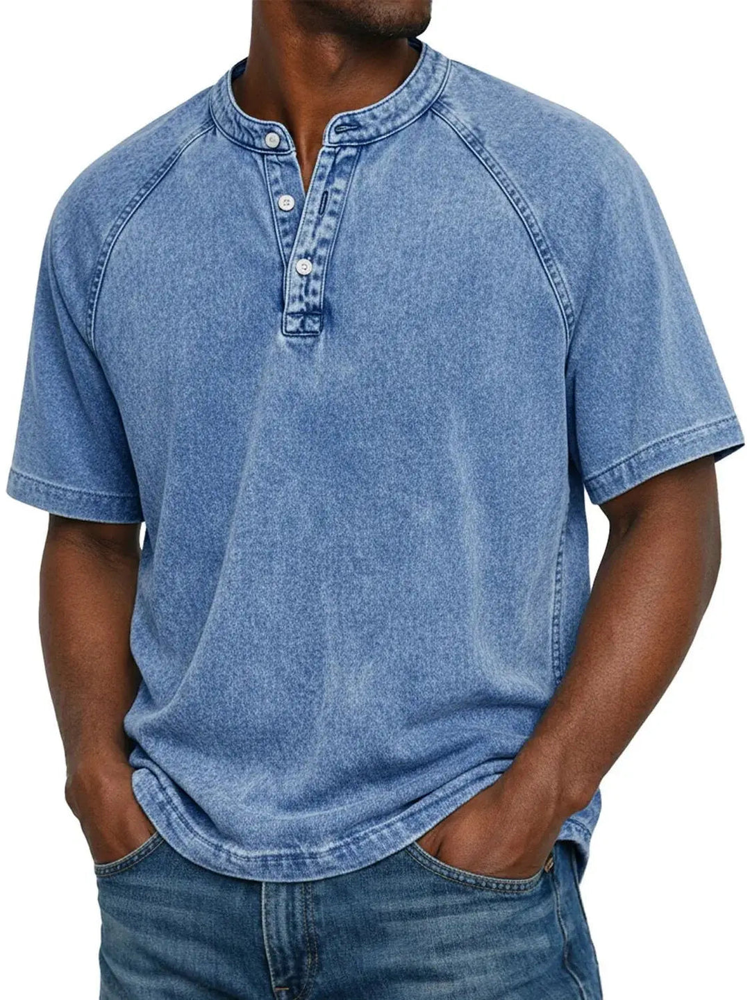 Misael - Vintage Washed Short Sleeve Henley T-Shirt