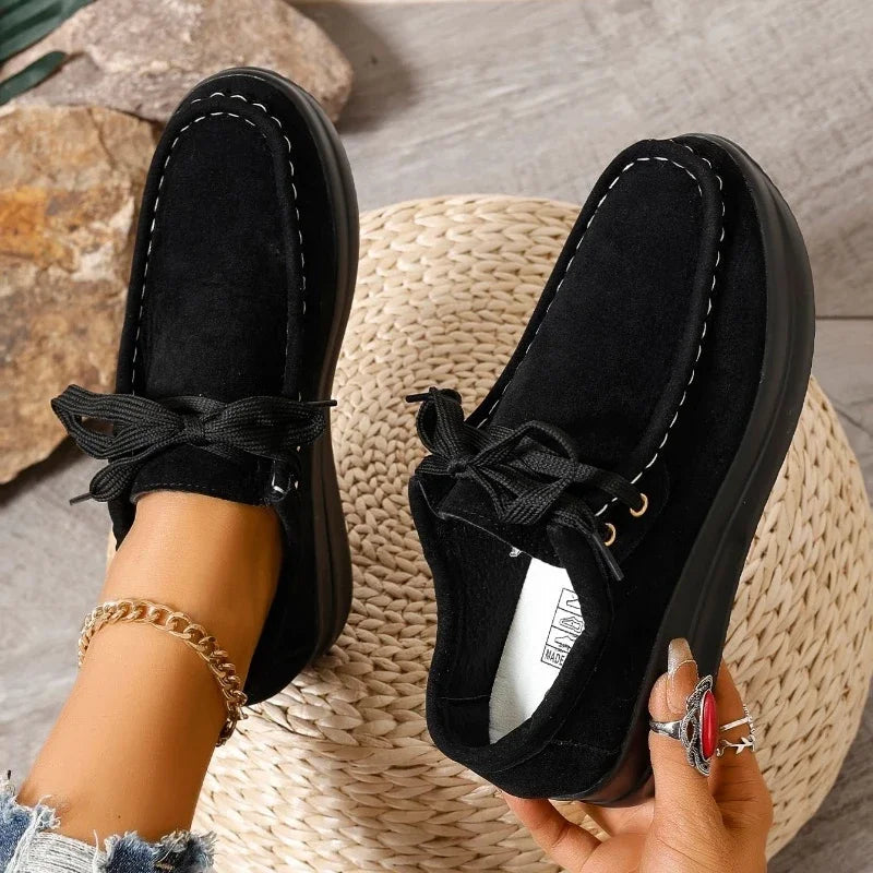 Tonja – Lace Up Suede Shoes With Non Slip Sole
