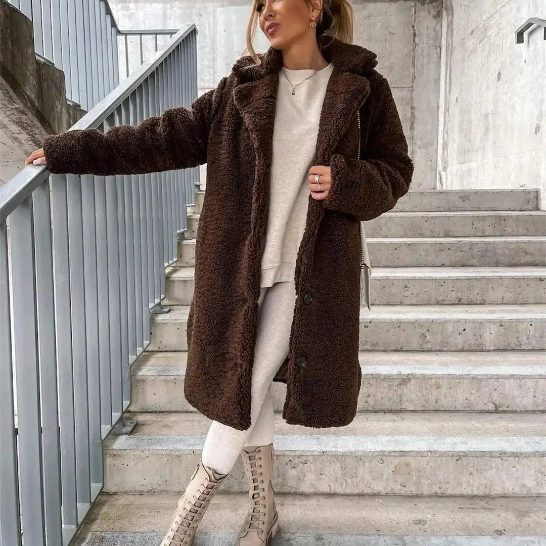 Gwenna - Teddy Plush Button Up Coat