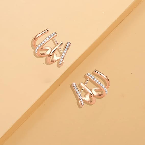Zorinaa - Plated Claw Earrings With Zirconia