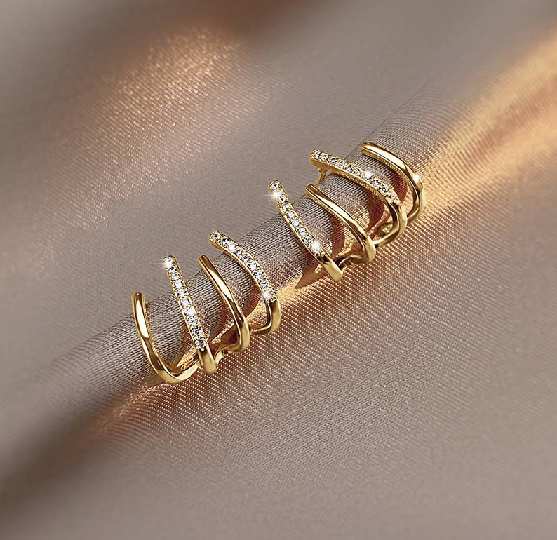 Zorinaa - Plated Claw Earrings With Zirconia