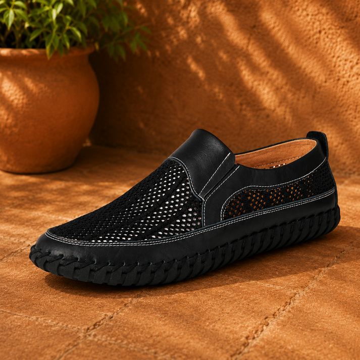 Joerg - Leather Mesh Slip-On Loafers