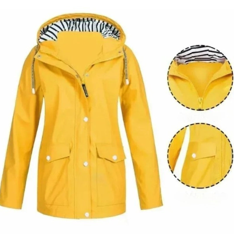 Ilektra - Elegant Long Sleeve Waterproof Hooded Jacket