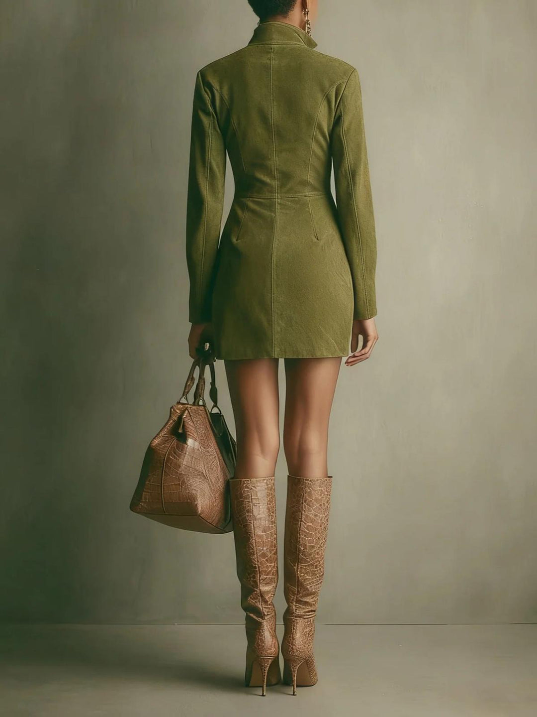 Marosa - Faux Suede Mini Dress