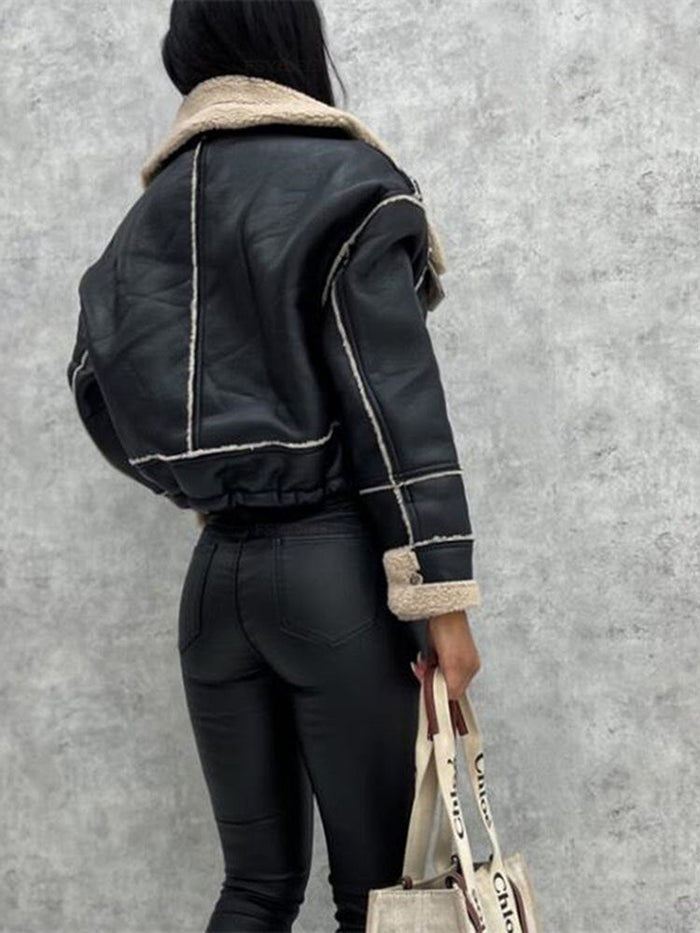 Saskanuza - Faux Shearling Lined Zip-Up Jacket