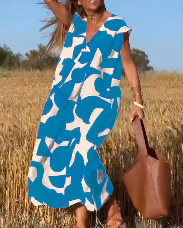 Sarinya - Printed Dress With V-Neck