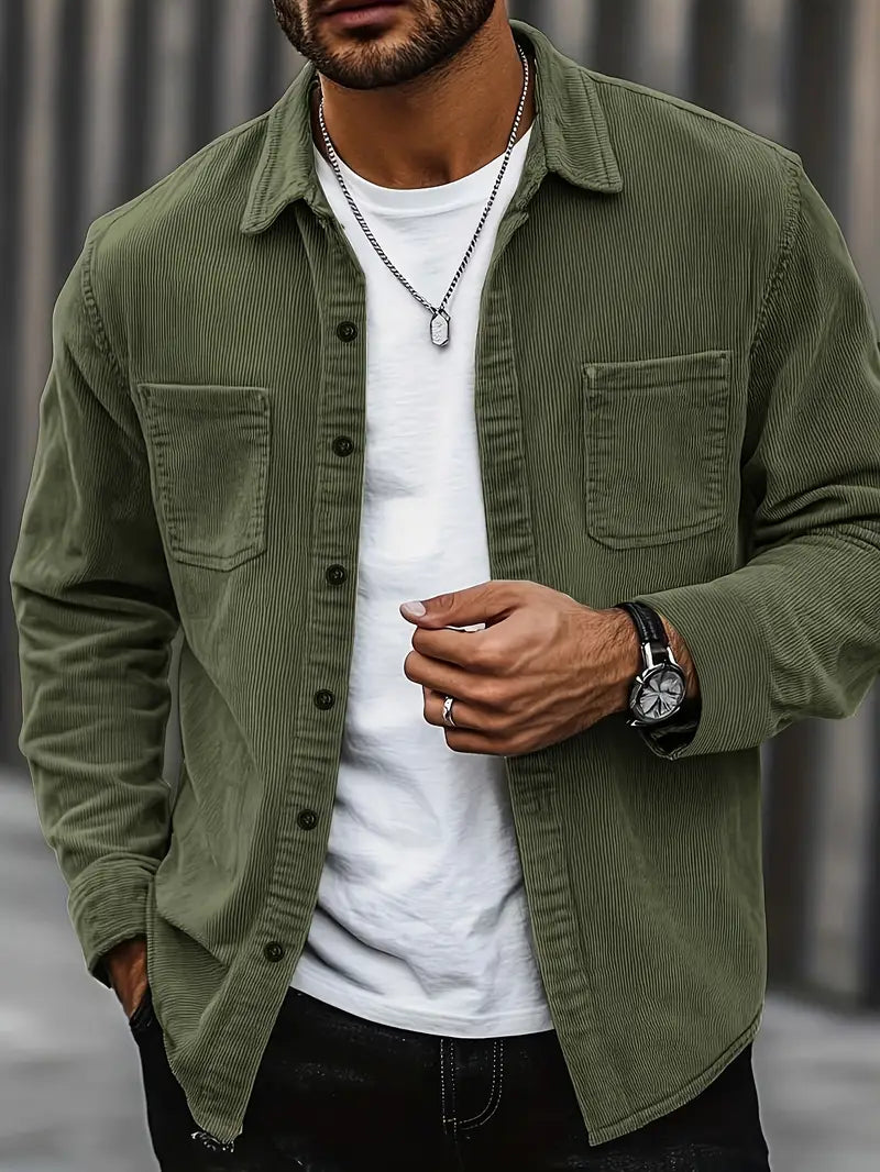 Rickey - Casual Corduroy Button-Up Shirt
