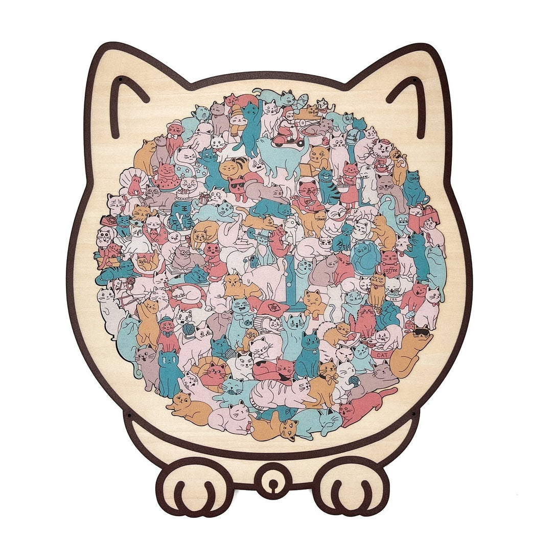 KittyCluster - 135-Piece Wooden Cat Shape Puzzle