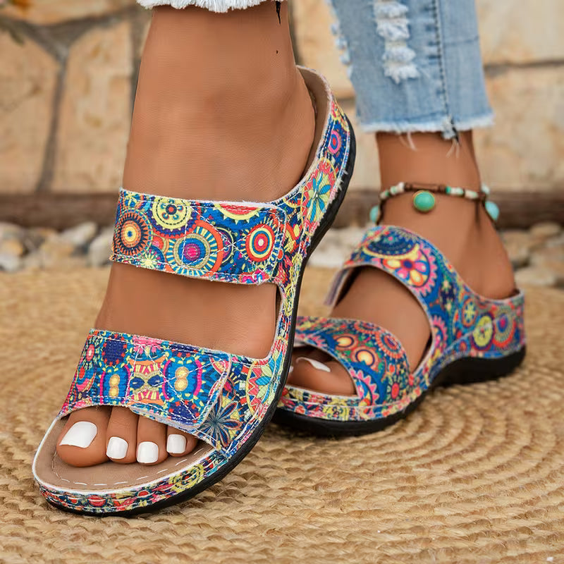 Dhifef - Summer Thick Heeled Printed Sandal