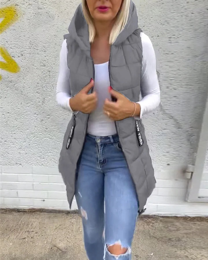 Laruna - Sleeveless Padded Coat With Zipper