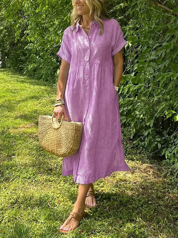 Samara - Stylish Striped Shirt Dress