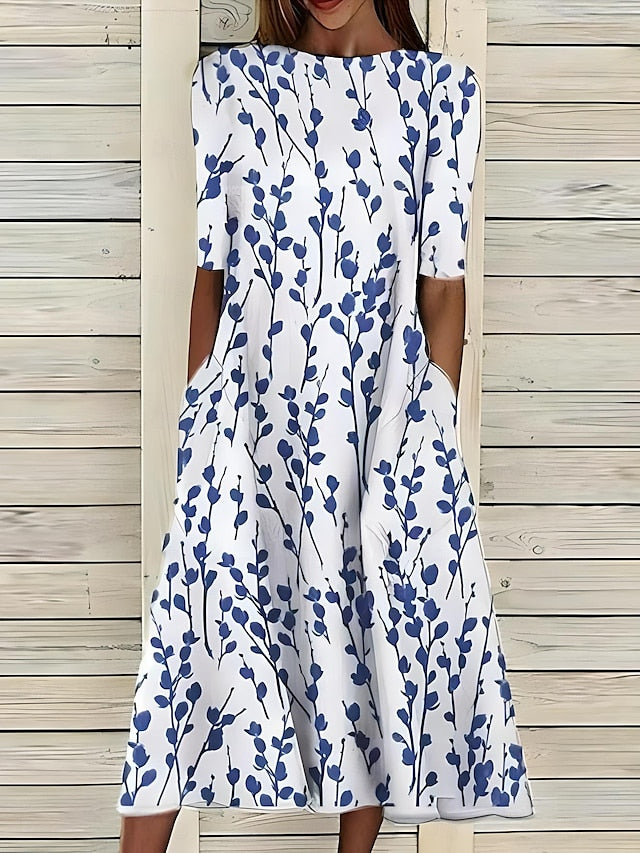 Kwanza - Flowy Midi Dress With Floral Print