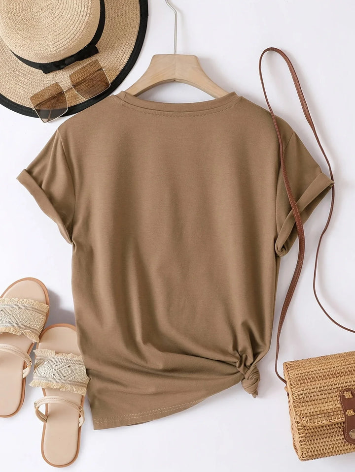 Larson - Casual Short Sleeve T Shirt With Heart Print